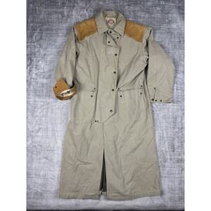 Australian Outback Collection Jacket Mens Large Tan Vtg Canvas Duster Leather